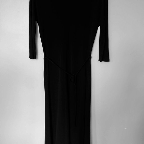 BABATON Aritzia Black Midi Dress with Tie - Picture 4 of 7